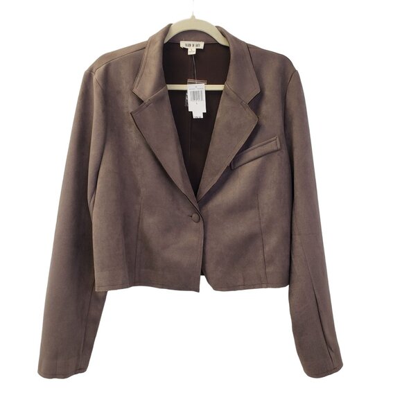 NWT Fashion on Earth Faux Suede Moto Jacket Size Large - Picture 1 of 5